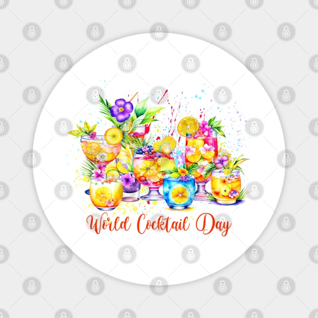 Watercolor World Cocktail Day Magnet by HolidayBug